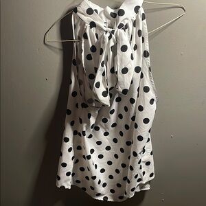 Polka Dot Sleeveless Top - Black and White